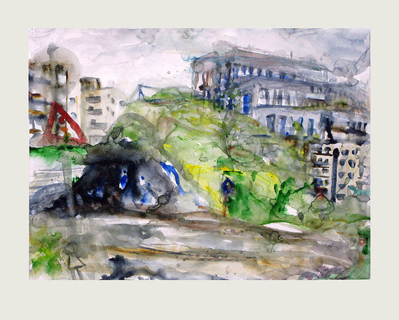 Manfred oberbauer untitled utbygging ved akerselva 24 06 14 akvarell 76cm x 94cm 2014