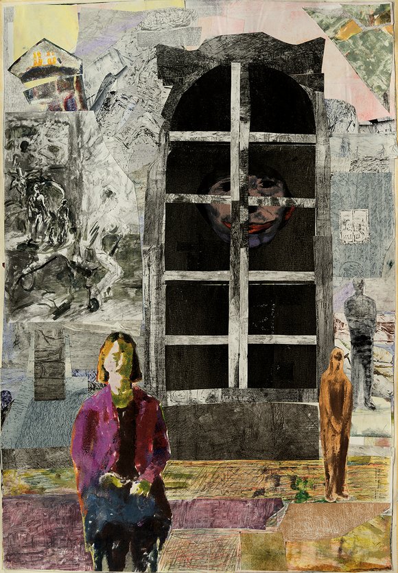 Collage på atelieret 97 x 67 cm 2016