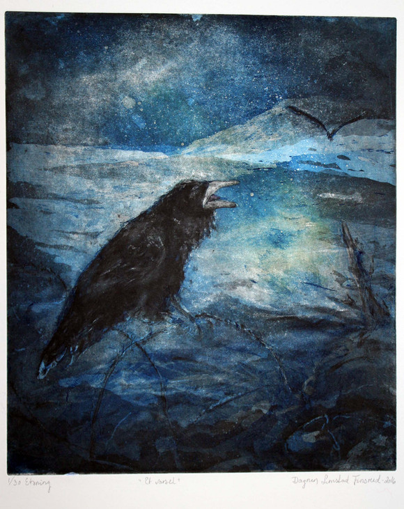 Dagrun l. finsrud. etsning 2016. varselet. str. 28 x 33