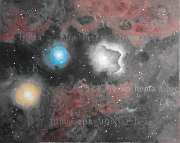 3. begynnelser 2016. akryl og vulkansk aske p.l. 100 x 120 cm.