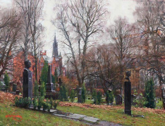 Gravlunden pastell 50x65