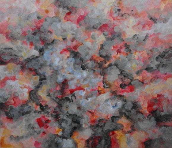 2. fra jorden i. 2016 akryl og vulkansk aske p.l. 60 x 70 cm.