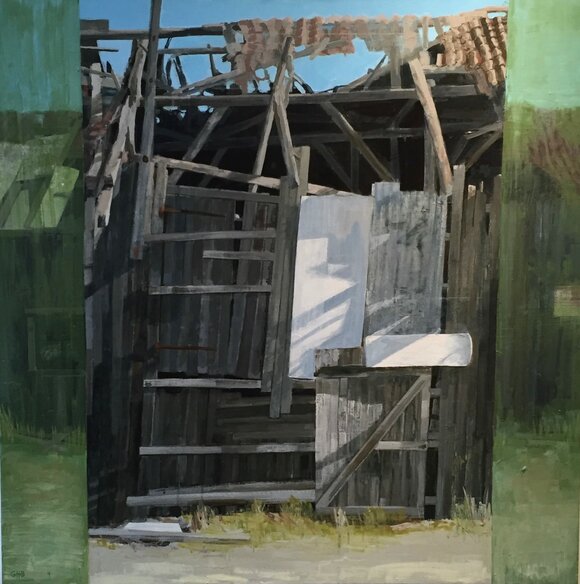 Gro hege bergan forfalls monument akryl på lerret 2016 100x100cm