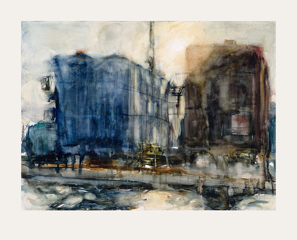 Manfred oberbauer untitled brakkene ved operaen 06 06 09 akvarell 76cm x 94cm 2009