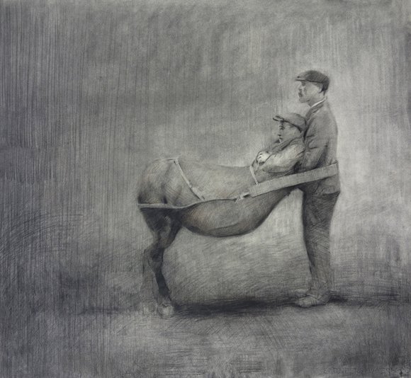 Support, 2016 charcoal colorpencil on paper 56x61 cm