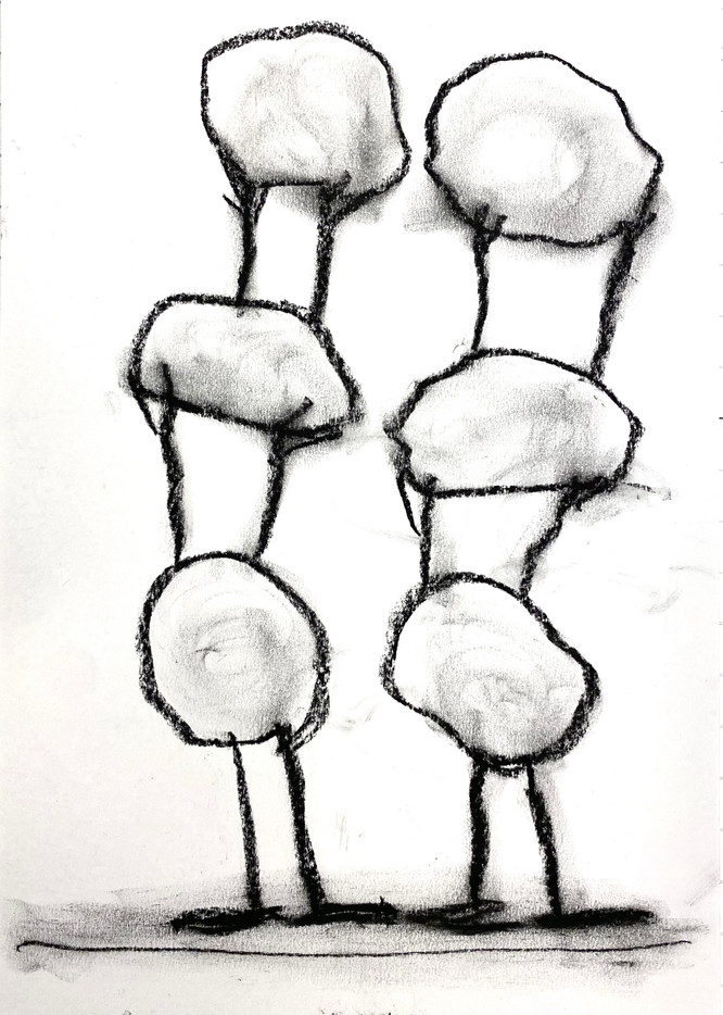 Some birds/ balls with thin leggs, lift up other similar bird-balls