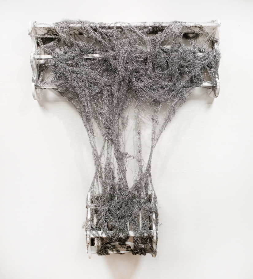 The Rest Of Us After We Met
 Furniture, steel wool
 122*1550*32cm
 2025