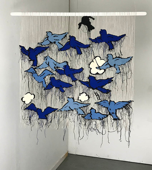 01. emptied brain tonje høydahl sørli 2019 107x15x105 billedvev på skillepinne
