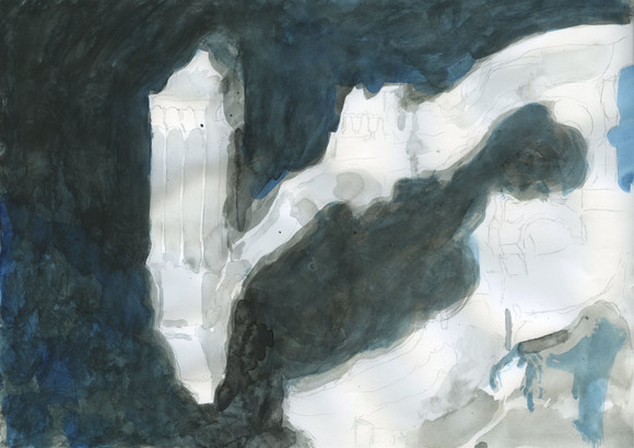 Space station akvarell på papir 29,7 x 41,7 cm 2019