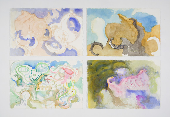 Albaicín quadriptych akvarell på papir 4 x 38 x 57.5 cm 2017 knutbenjaminsen kopi