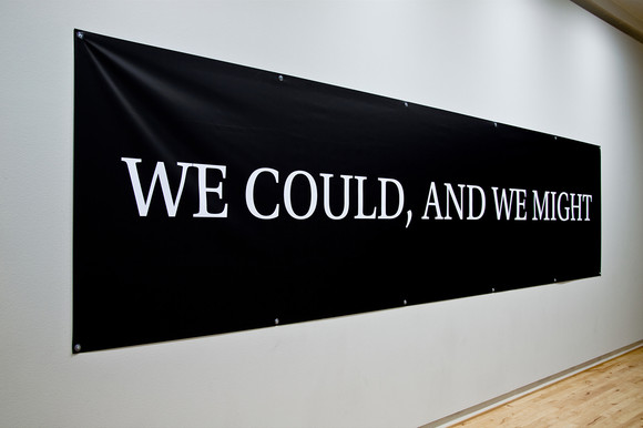 Utopian standard, 2012, bannerprint, 400 x 125 cm