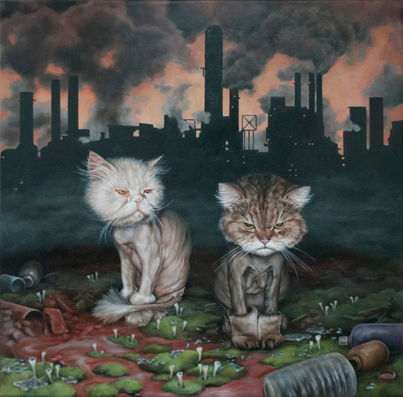 Charlotte jonsmyr factory 2015 oil on canvas 40x40cm