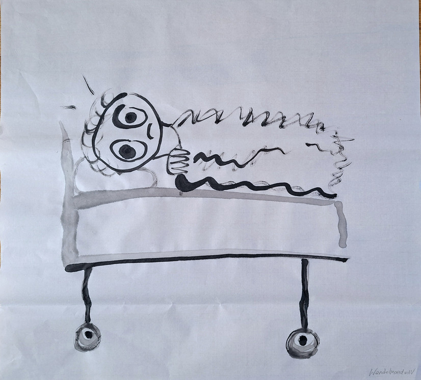 FEAR before the biopsi, wendelmoed van der veen, drawing/painting ink on chinese paper, 68cm-70cm, 2025