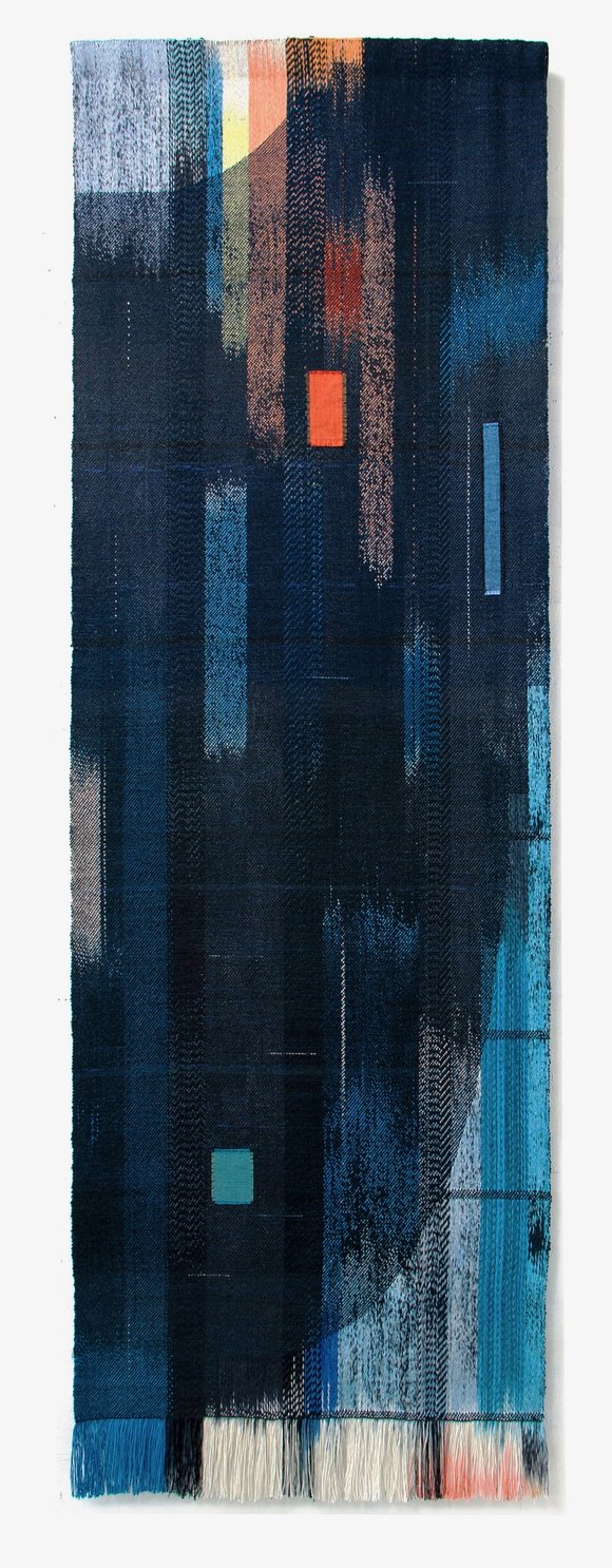 carin wessel. "black fever". vev, applikasjon. str. 83x260cm