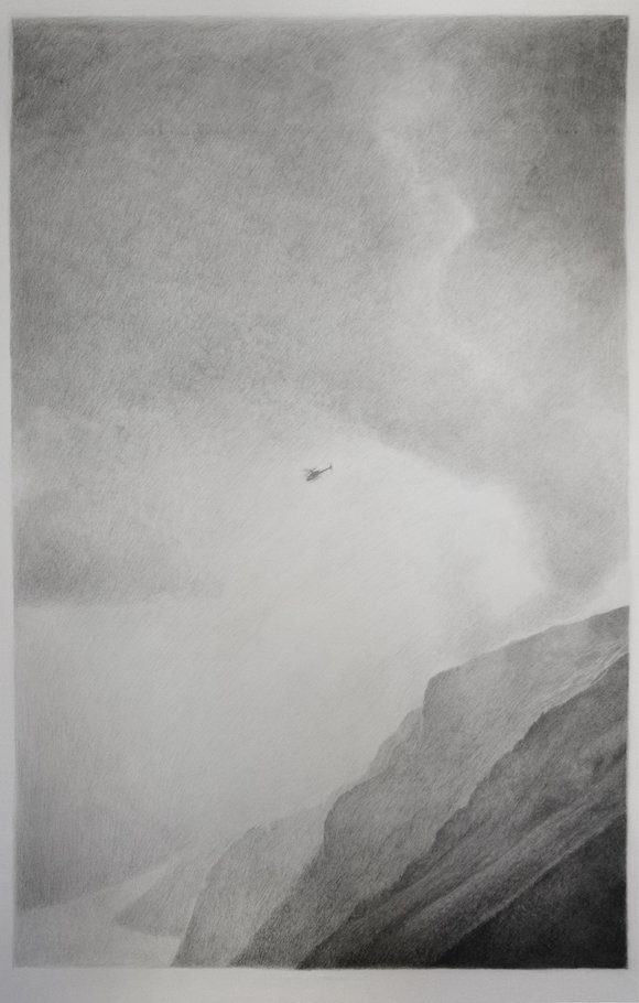 Fjellvoktere gråblyanttegning 55,5 cm x 87,0 cm 2017