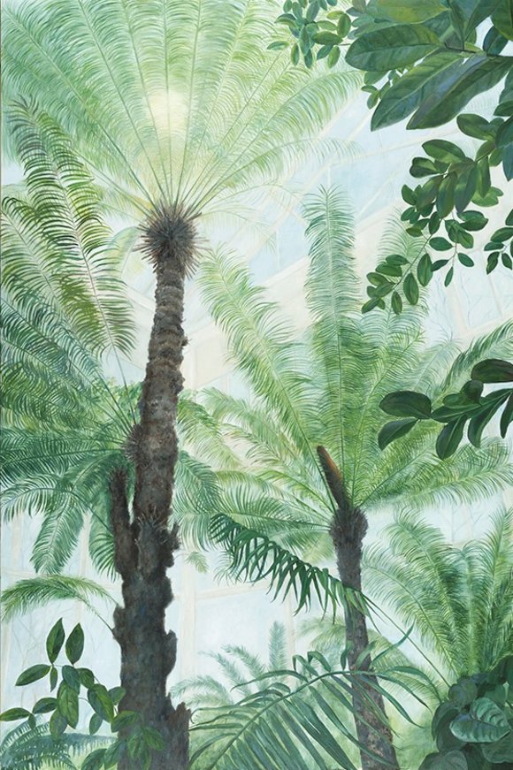 Karen aarre, fra palmehuset, 120x180cm, olje på lerret, 2018