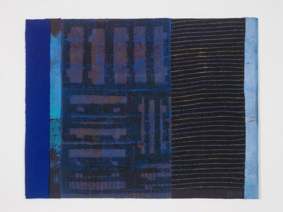 Runa boger bluenight (2019) 85x110cm textile collage