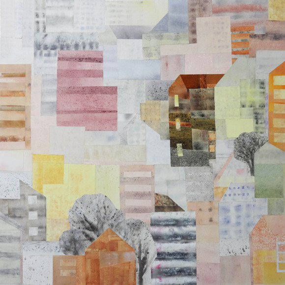 Hanne sletten gjenklang akvarellcollage 72x72cm 2016