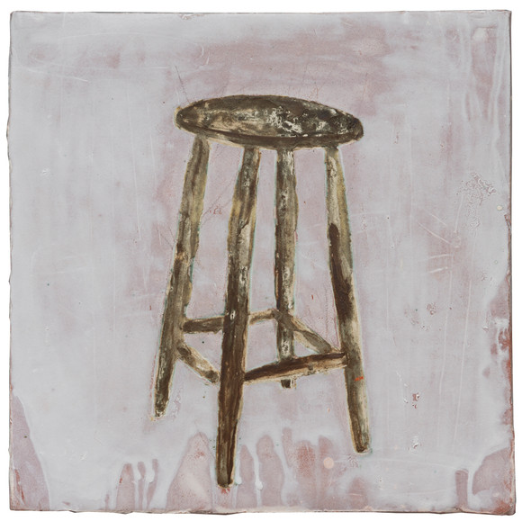 Flis med grønn krakk. 43cm x 43cm.beth wyller 2014