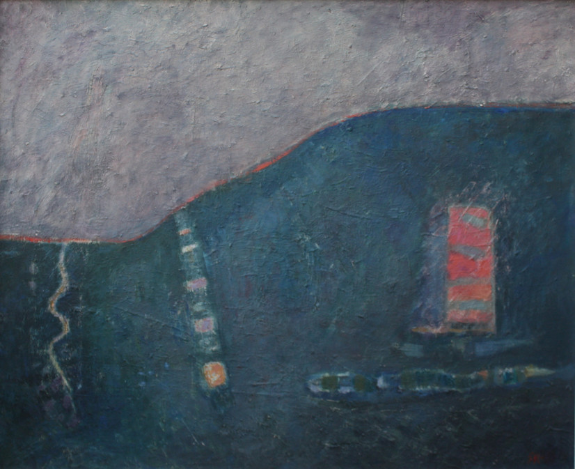 Solveig Reigstad, berget det blå, akryl på plate, 125x105 cm