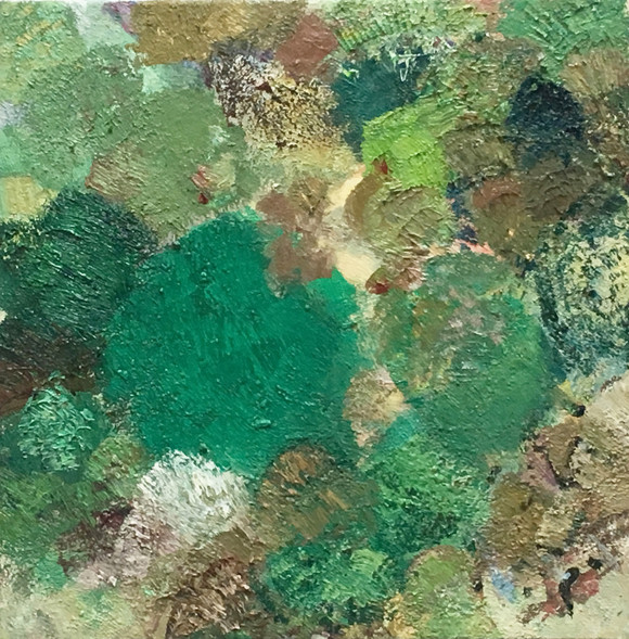 hanne sletten i det grønne 30x30cm olje 2017