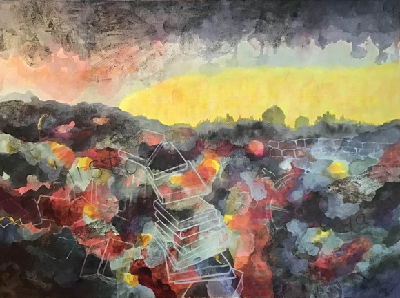 1. drømmen. 2019. akryl og vulkansk aske p.l.