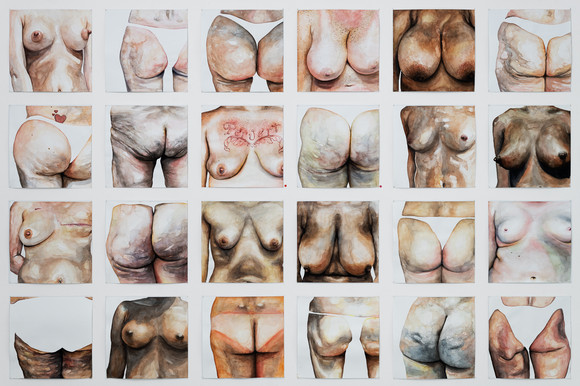 2.detalj.tits&ass 2017 2019, akvarell 30x30 x140